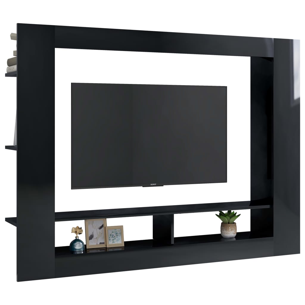 vidaXL TV-Schrank Hochglanz-Schwarz 152x22x113 cm Holzwerkstoff