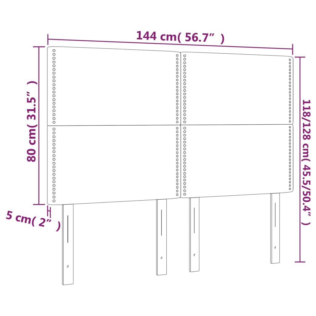 vidaXL LED Kopfteil Cappuccino-Braun 144x5x118/128cm Kunstleder