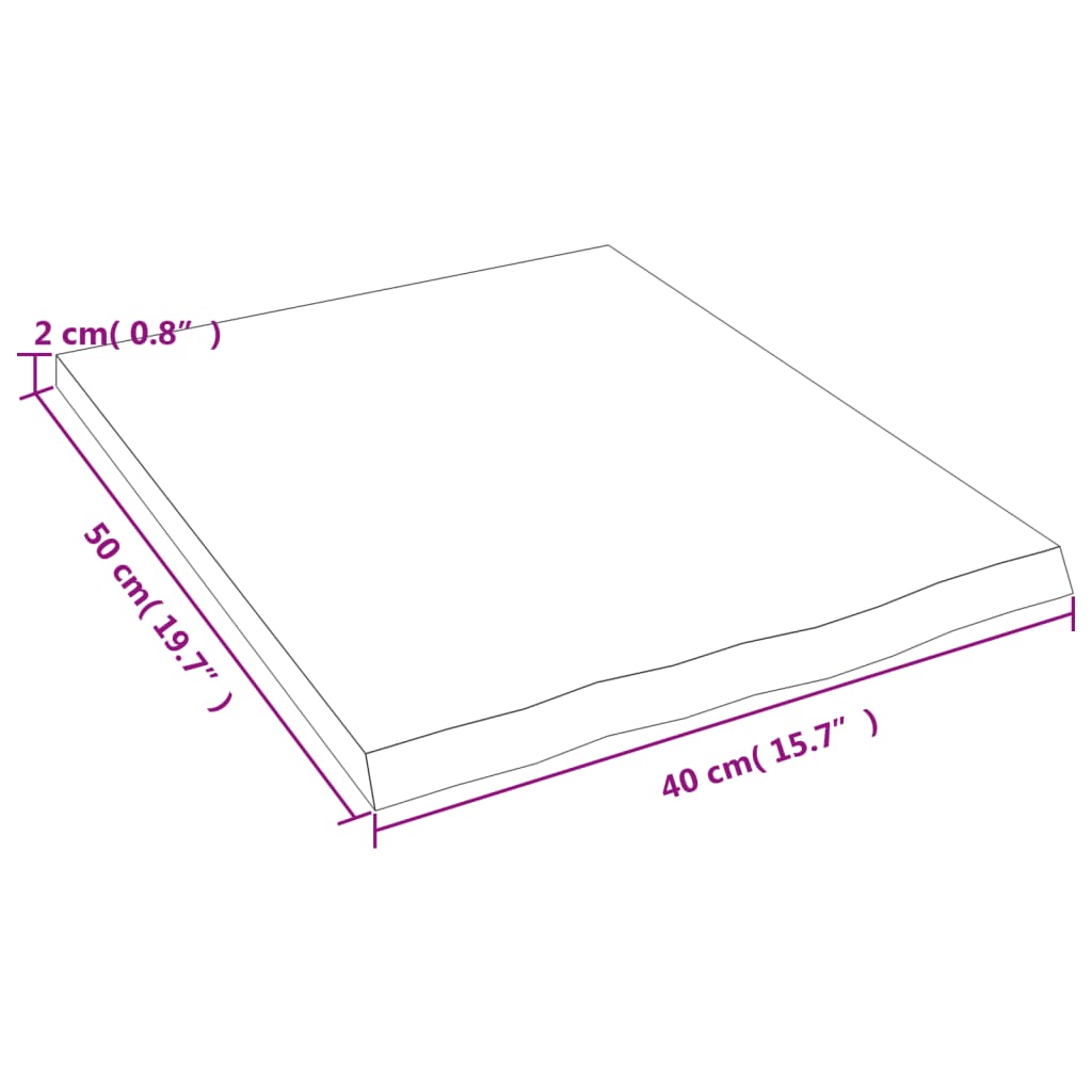 vidaXL Waschtischplatte Dunkelbraun 40x50x2 cm Massivholz Behandelt