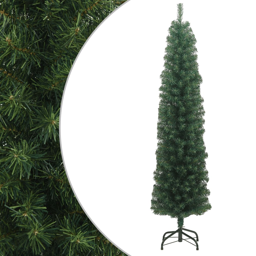 vidaXL Künstlicher Weihnachtsbaum Schlank mit Ständer Grün 180 cm PVC