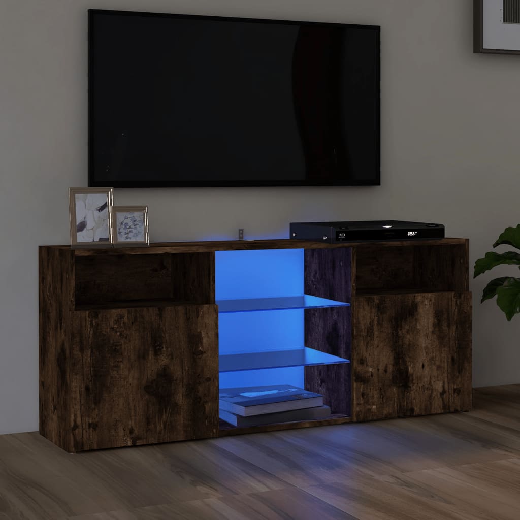 vidaXL TV-Schrank mit LED-Leuchten Räuchereiche 120x30x50 cm