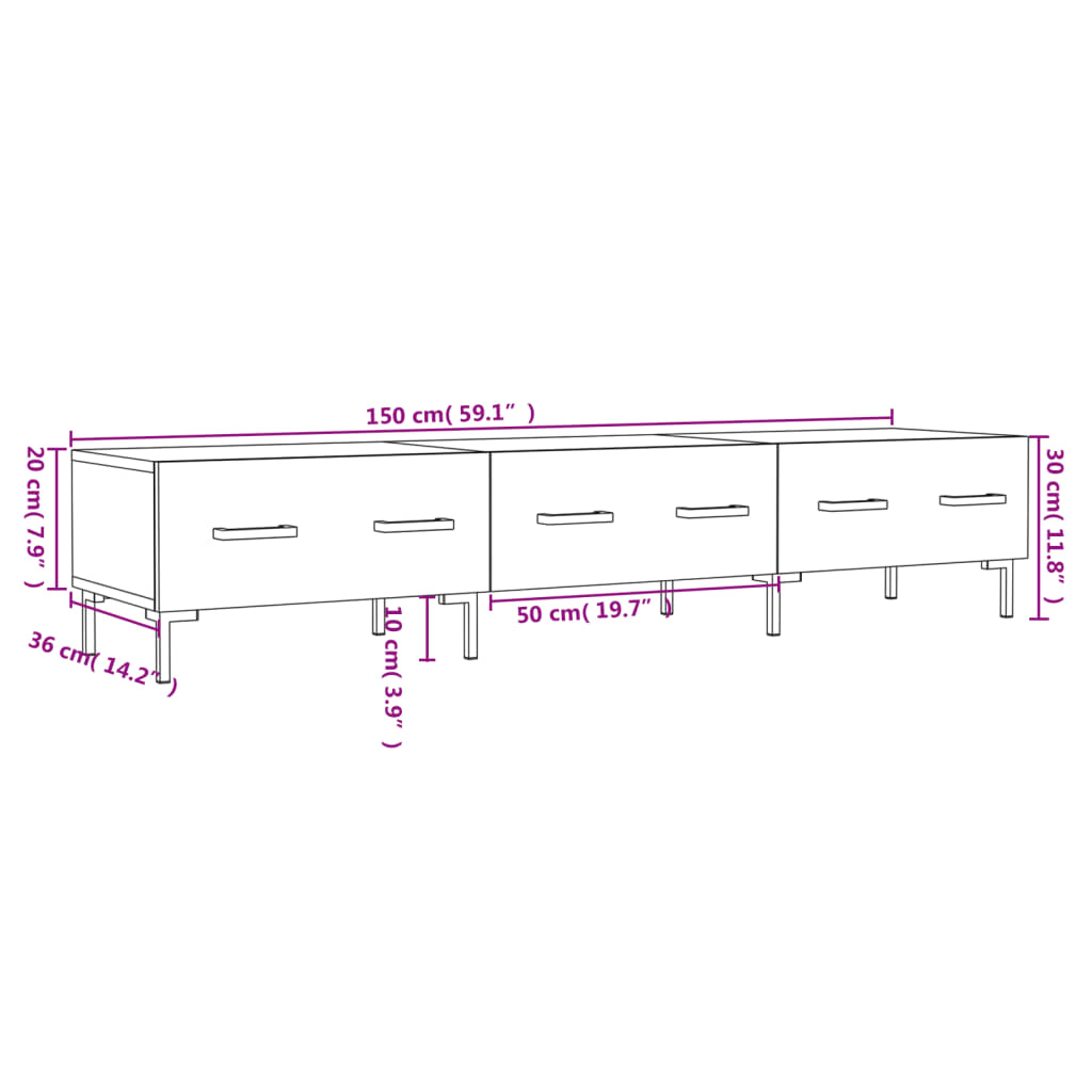 vidaXL TV-Schrank Sonoma-Eiche 150x36x30 cm Holzwerkstoff