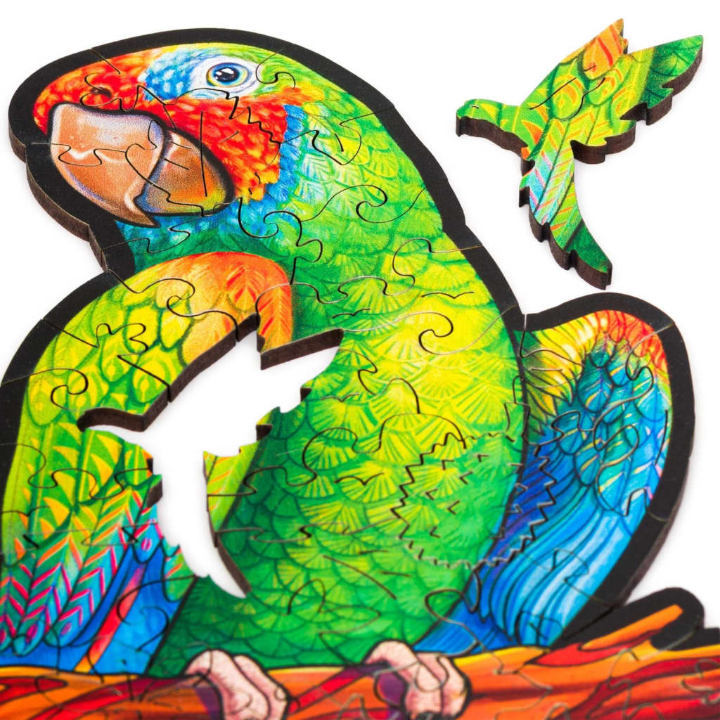 UNIDRAGON 193-tlg. Holzpuzzle Playful Parrots Medium 44x25 cm