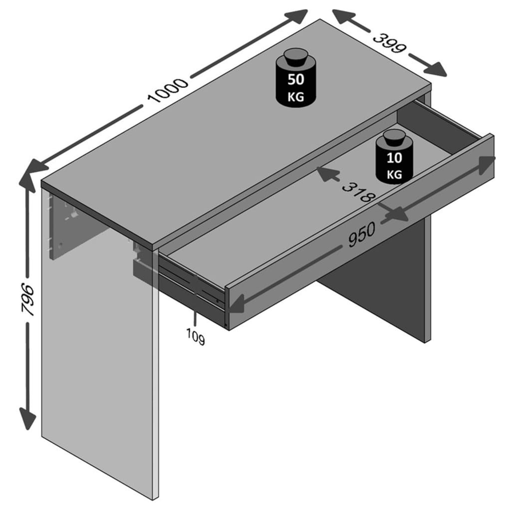 FMD Schreibtisch mit Breiter Schublade 100×40×80 cm Eichenbraun