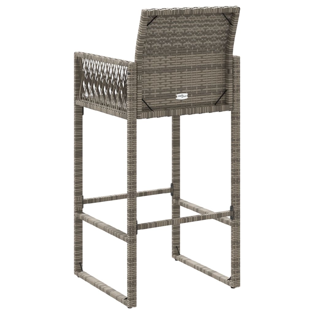 vidaXL Garten-Barhocker 2 Stk. Grau Poly Rattan