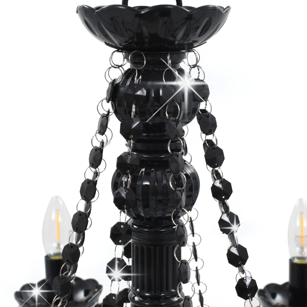 vidaXL Kronleuchter mit Perlen Schwarz 8 x E14-Fassungen