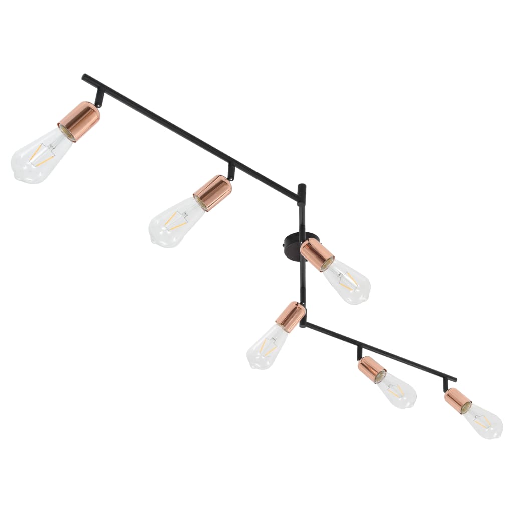 vidaXL 6-Wege Strahler mit Glühlampen 2 W Schwarz und Kupfer 30 cm E27