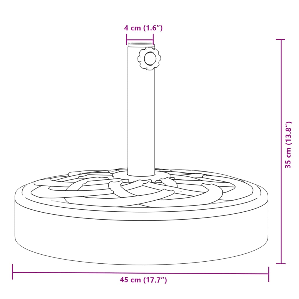 vidaXL Sonnenschirmständer für Ø38/48 mm Mast 25 kg Rund