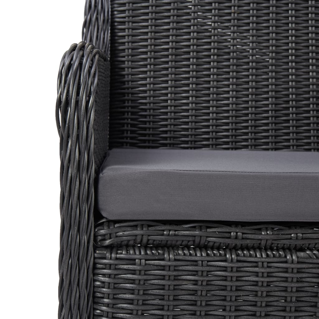 vidaXL 3-tlg. Garten-Bistro-Set mit Auflagen Poly Rattan Schwarz