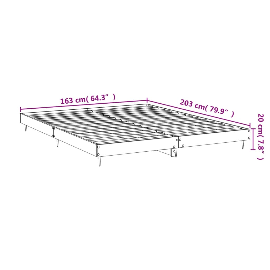 vidaXL Bettgestell ohne Matratze Braun Eiche 160x200 cm Holzwerkstoff