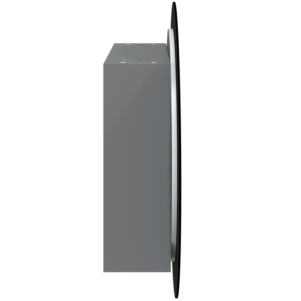 vidaXL Badezimmerschrank mit Rundem Spiegel & LED Grau 54x54x17,5 cm
