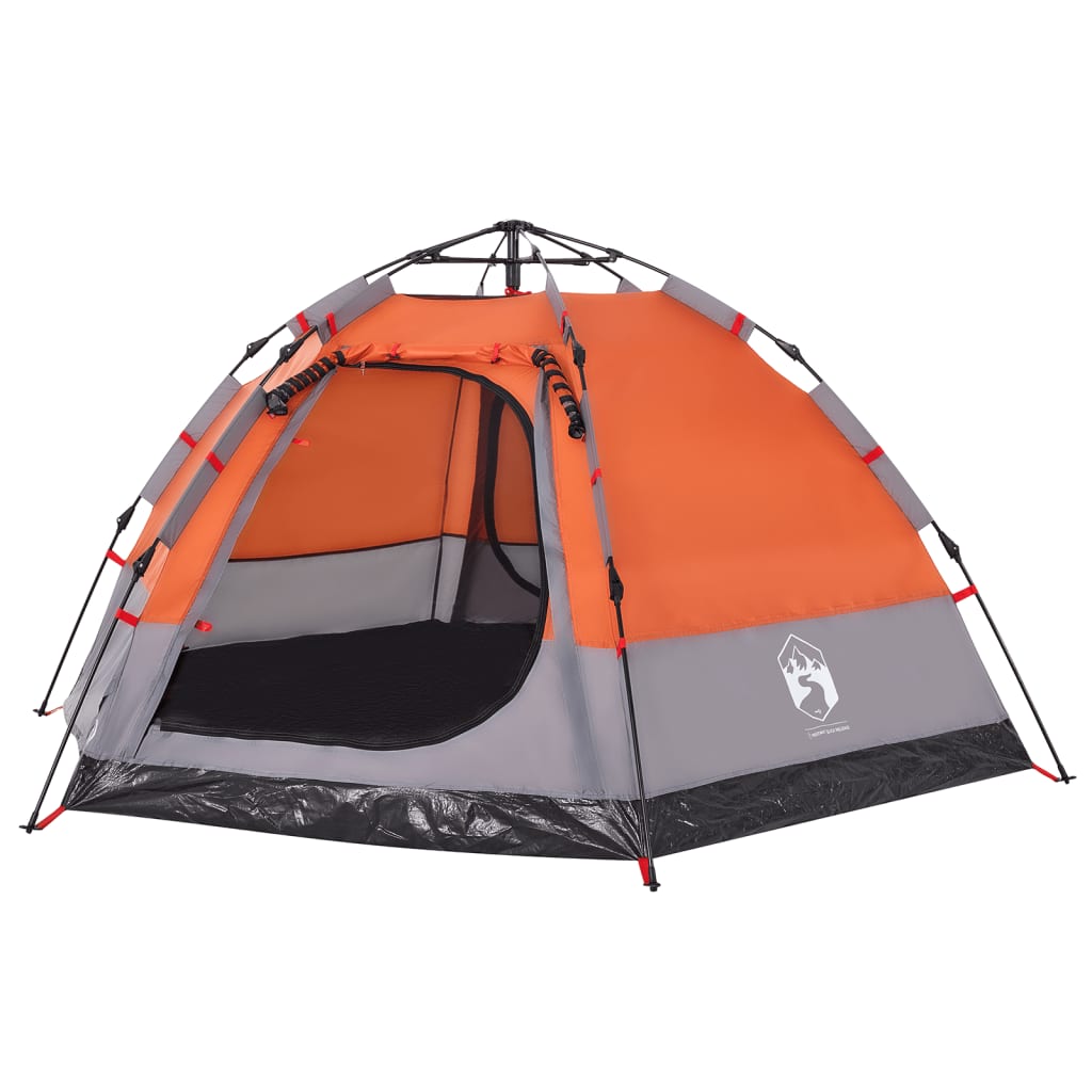 vidaXL Campingzelt 4 Personen Grau und Orange Quick Release