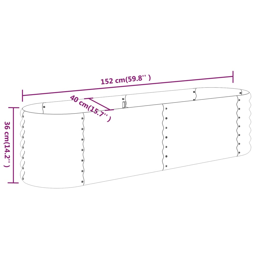 vidaXL Hochbeet Pulverbeschichteter Stahl 152x40x36 cm Grün