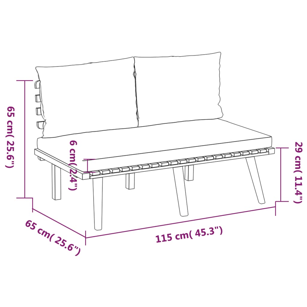 vidaXL 3-tlg. Garten-Lounge-Set mit Kissen Massivholz Akazie