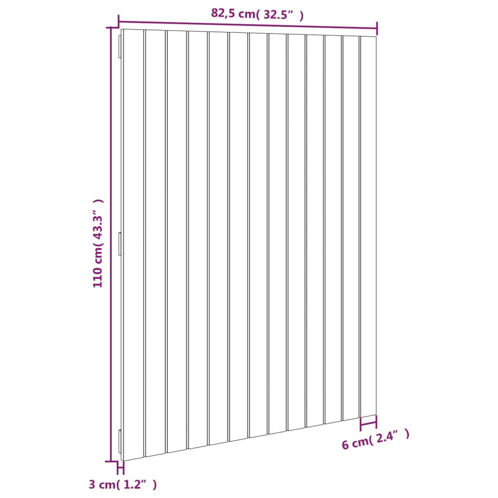 vidaXL Wand-Kopfteil Schwarz 82,5x3x110 cm Massivholz Kiefer