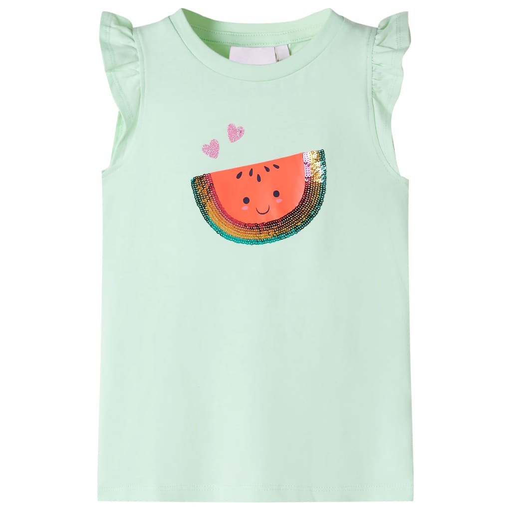 Kinder-T-Shirt mit Rüschenärmeln Zartgrün 104