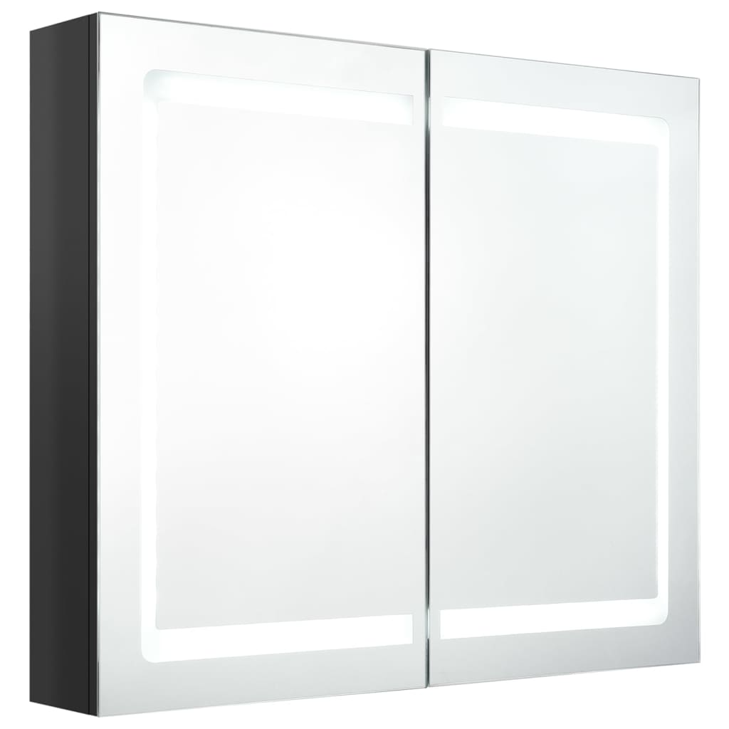 vidaXL LED-Spiegelschrank fürs Bad Glänzend Schwarz 80x12x68 cm