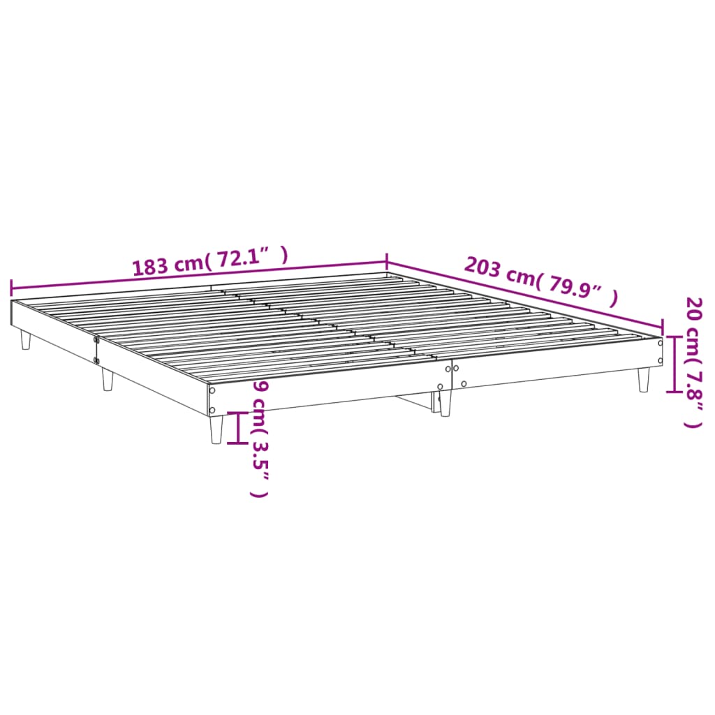 vidaXL Bettgestell Sonoma-Eiche 180x200 cm Holzwerkstoff