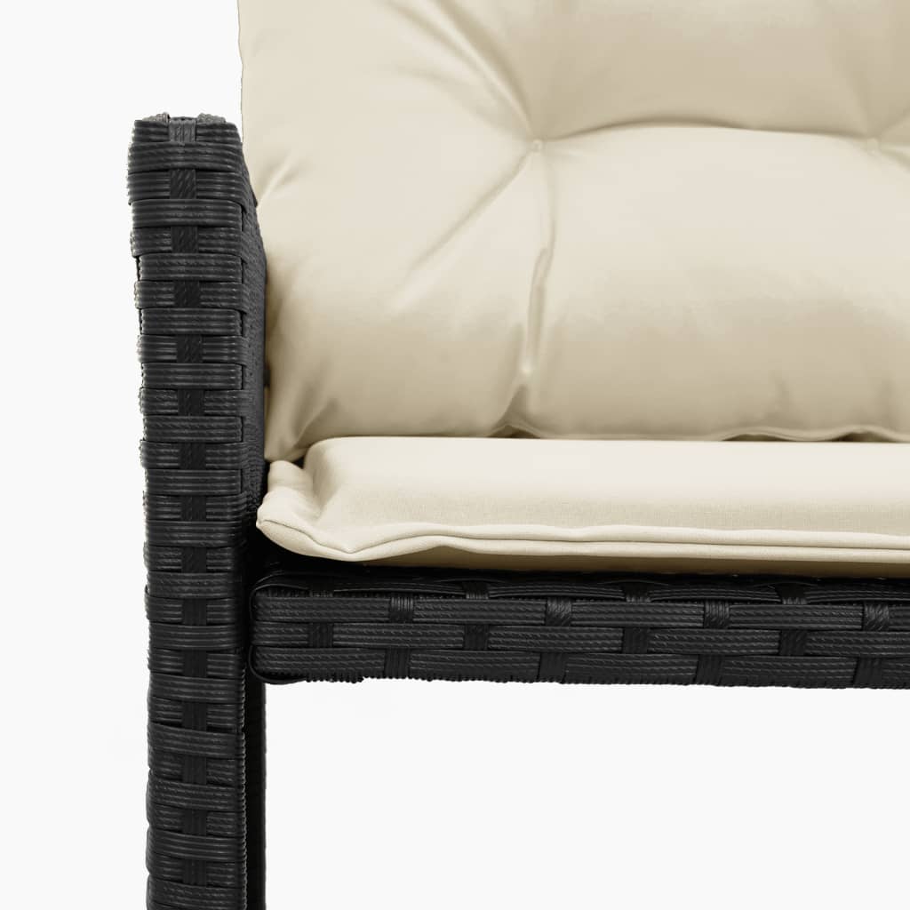 vidaXL Gartensofa in L-Form mit Tisch und Kissen Schwarz Poly Rattan