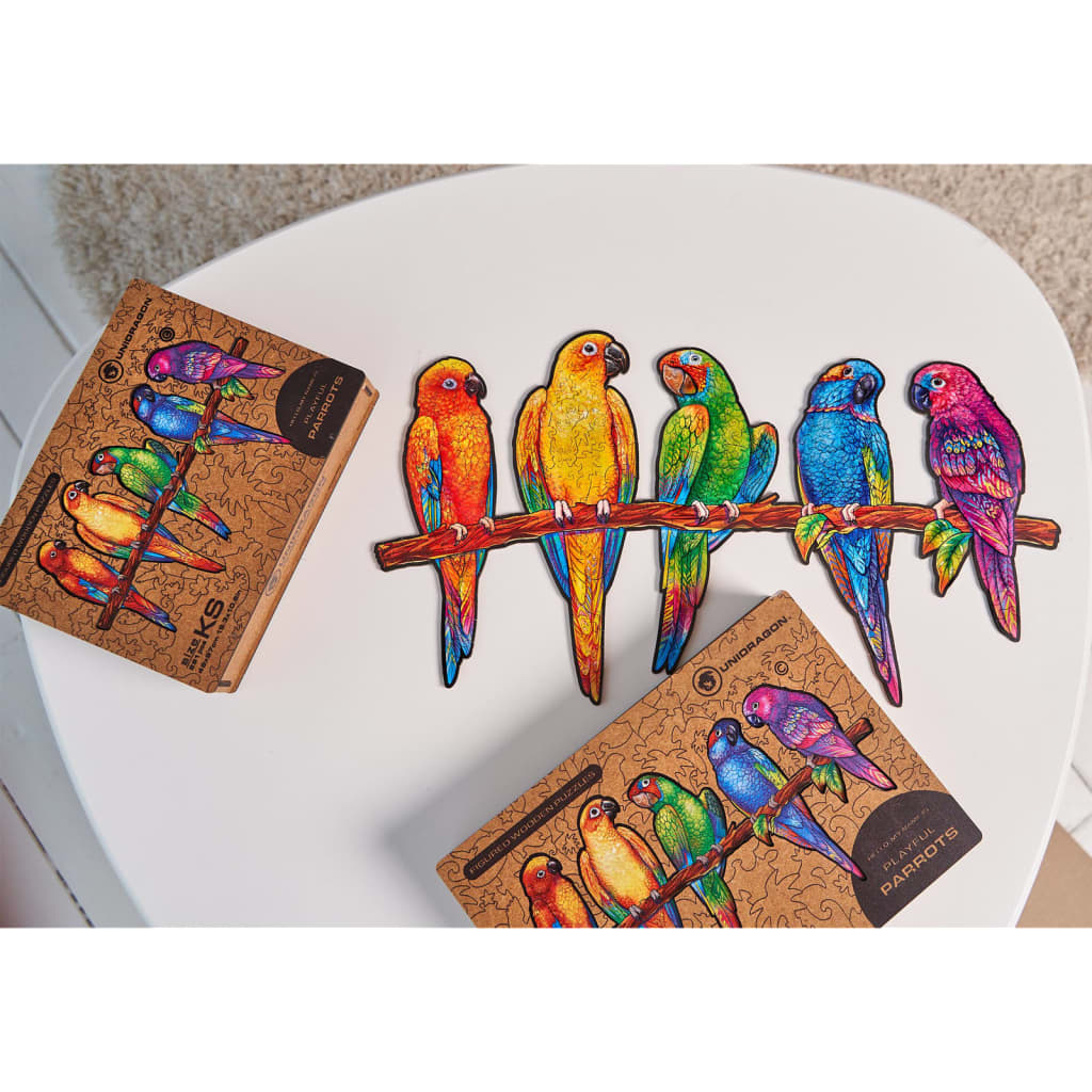 UNIDRAGON 291-tlg. Holzpuzzle Playful Parrots King Size 49x27 cm