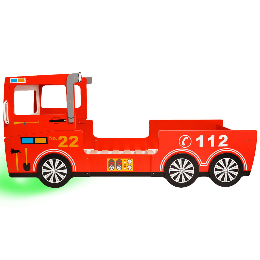 vidaXL Kinderbett mit LED im Feuerwehr-Design 200×90 cm Rot