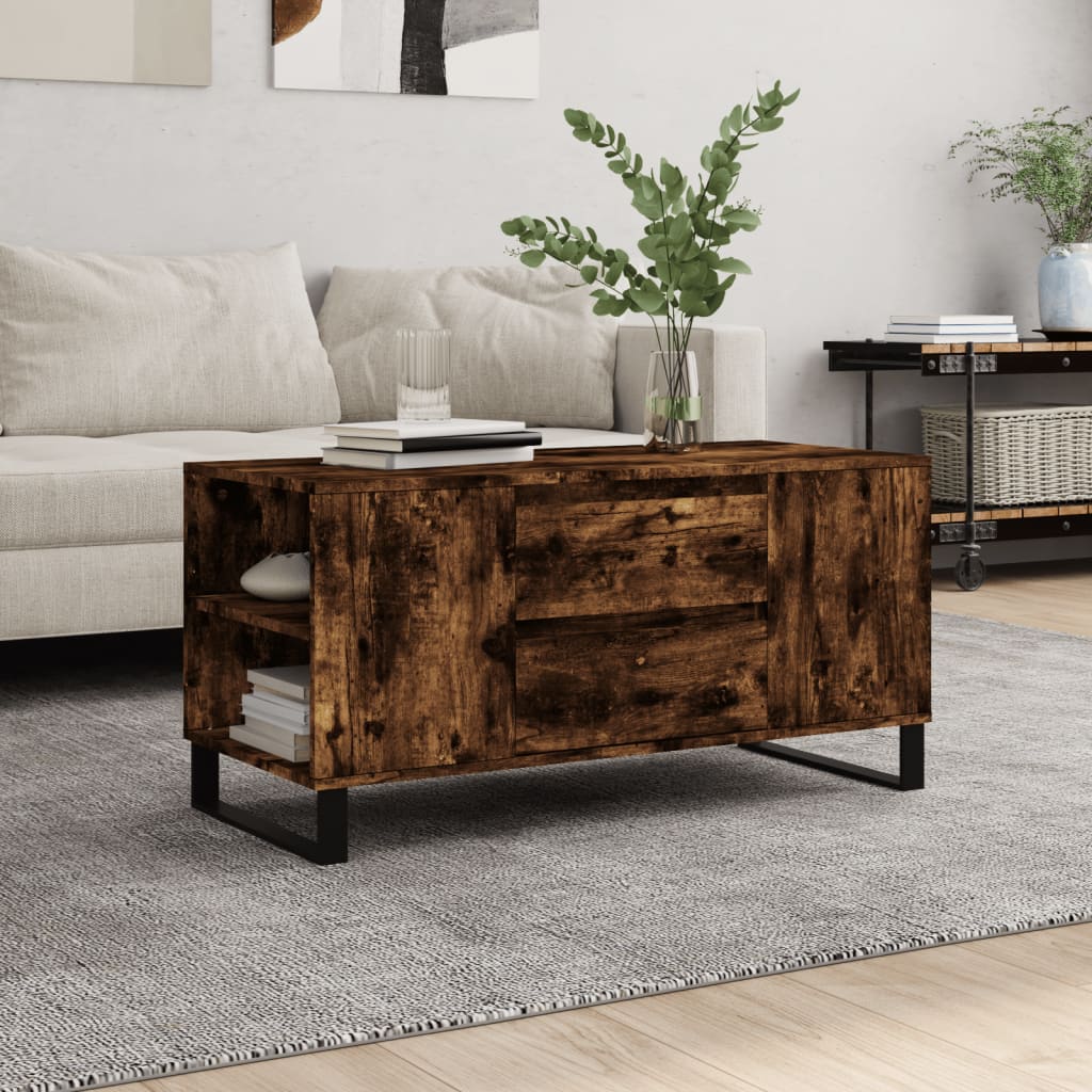 vidaXL Couchtisch Räuchereiche 102x44,5x50 cm Holzwerkstoff