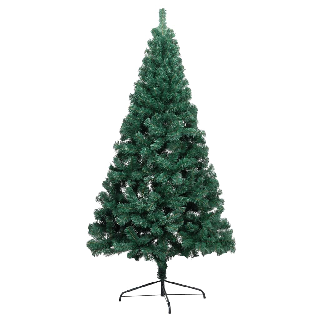 vidaXL Künstlicher Halb-Weihnachtsbaum Beleuchtung Kugeln Grün 240 cm