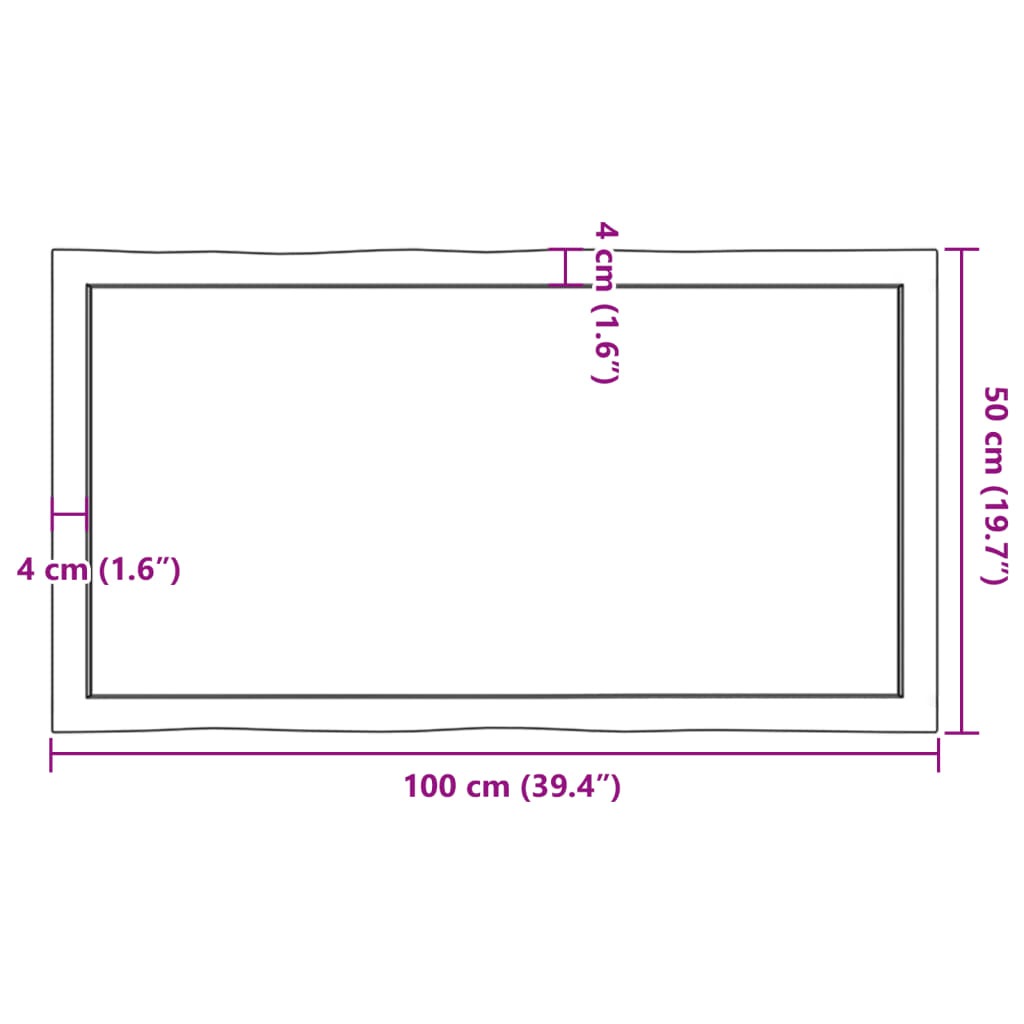 vidaXL Tischplatte 100x50x(2-6) cm Massivholz Behandelt Baumkante