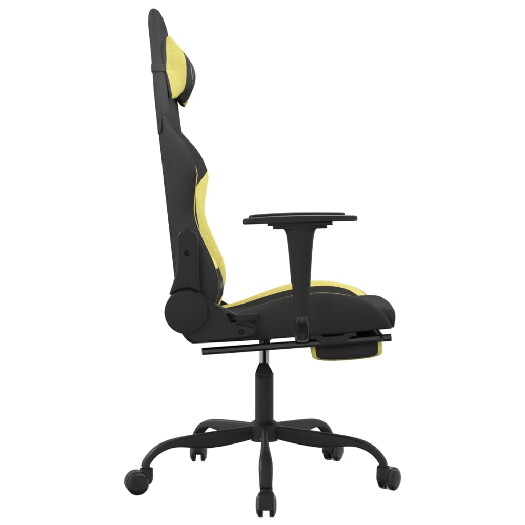 vidaXL Gaming-Stuhl mit Massage & Fußstütze Schwarz und Hellgrün Stoff