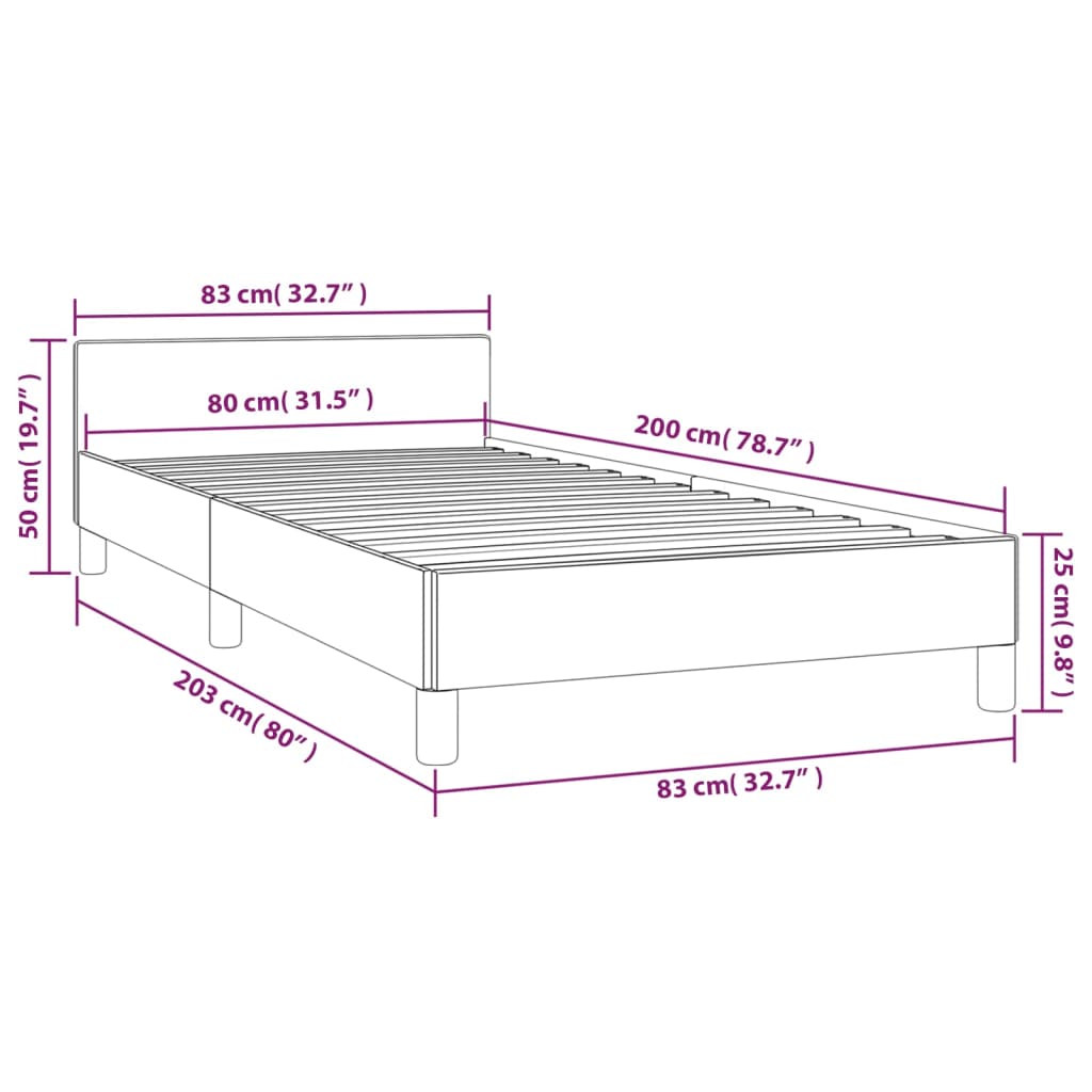 vidaXL Bettgestell mit Kopfteil Hellgrau 80x200 cm Samt