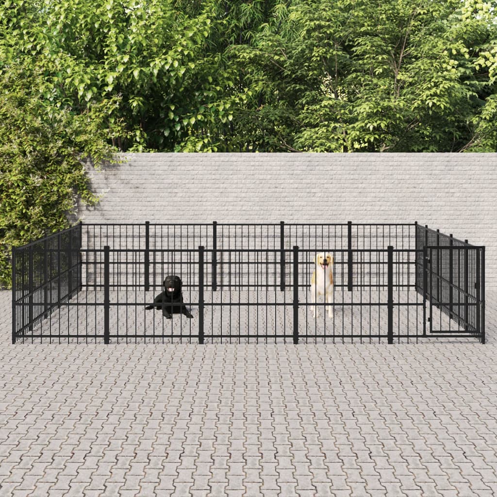 vidaXL Outdoor-Hundezwinger Stahl 23,52 m²