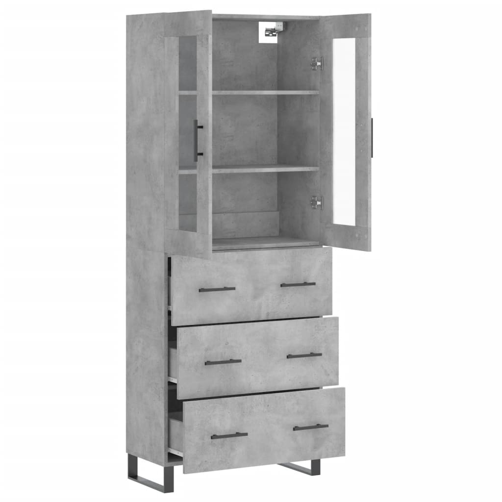 vidaXL Highboard Betongrau 69,5x34x180 cm Holzwerkstoff