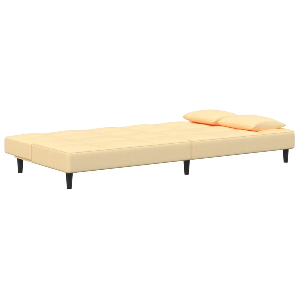 vidaXL Schlafsofa 2-Sitzer mit 2 Kissen Creme Samt