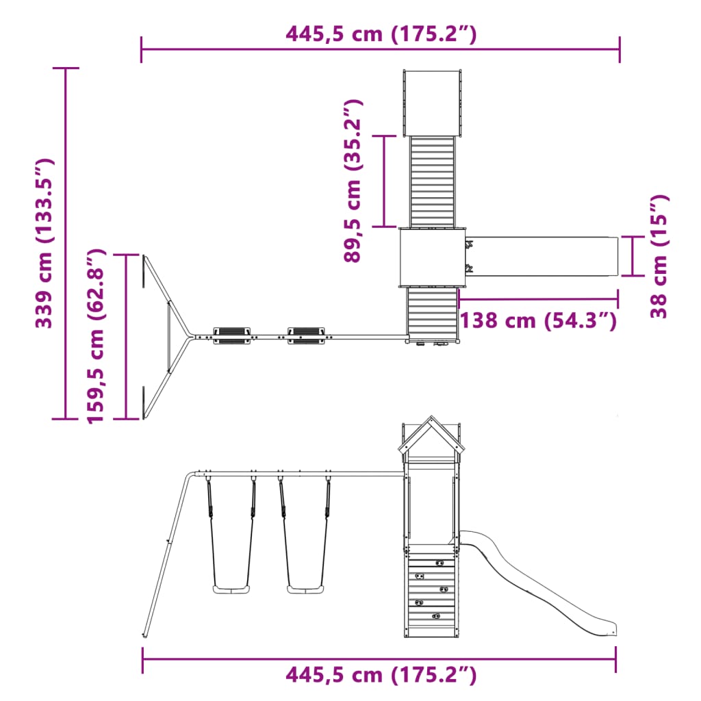 vidaXL Spielturm Imprägniertes Kiefernholz