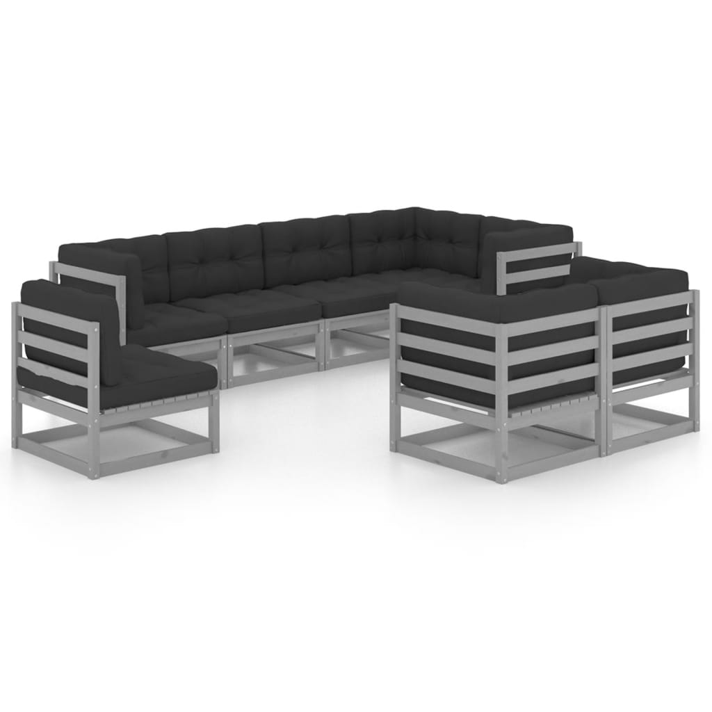 vidaXL 8-tlg. Garten-Lounge-Set mit Kissen Massivholz Kiefer