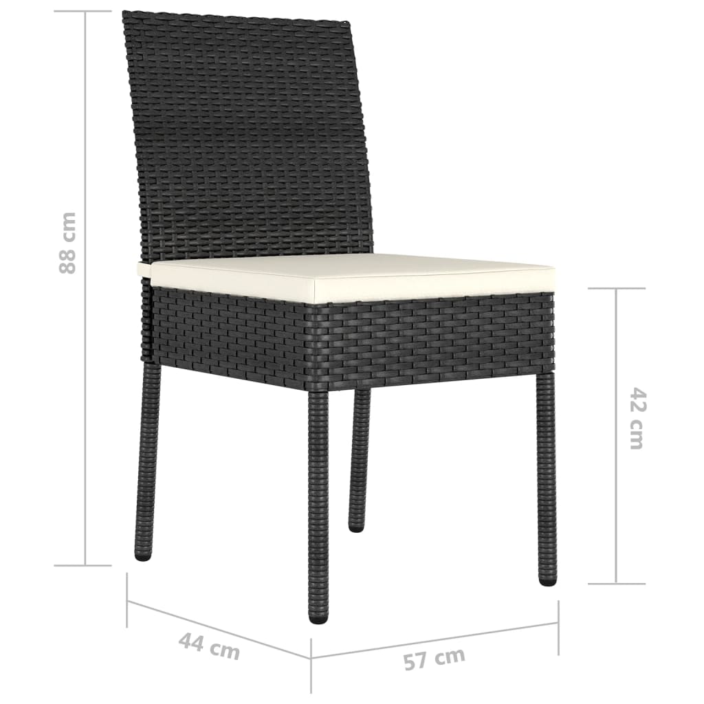 vidaXL Garten-Essstühle 2 Stk. Poly Rattan Schwarz