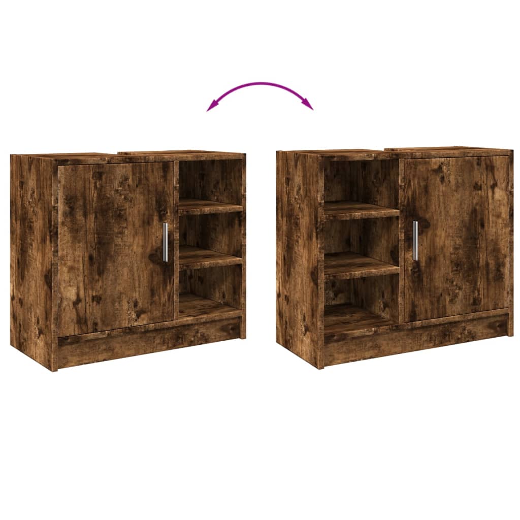 vidaXL Waschbeckenschrank Räuchereiche 63x29x55 cm Holzwerkstoff