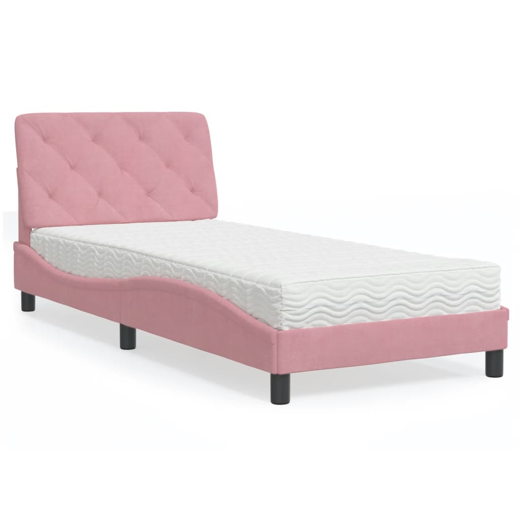 vidaXL Bett mit Matratze Rosa 80x200 cm Samt