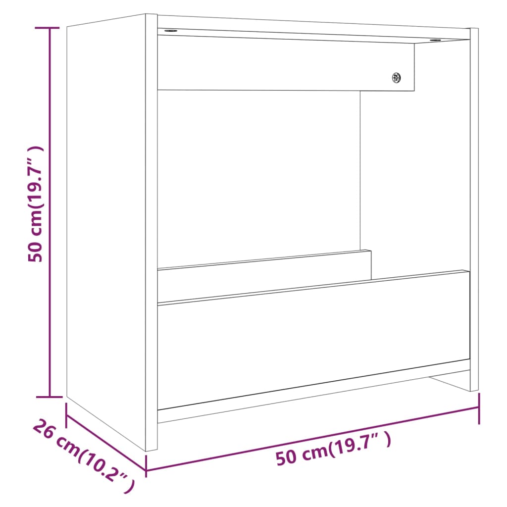 vidaXL Beistelltisch Grau Sonoma 50x26x50 cm Holzwerkstoff