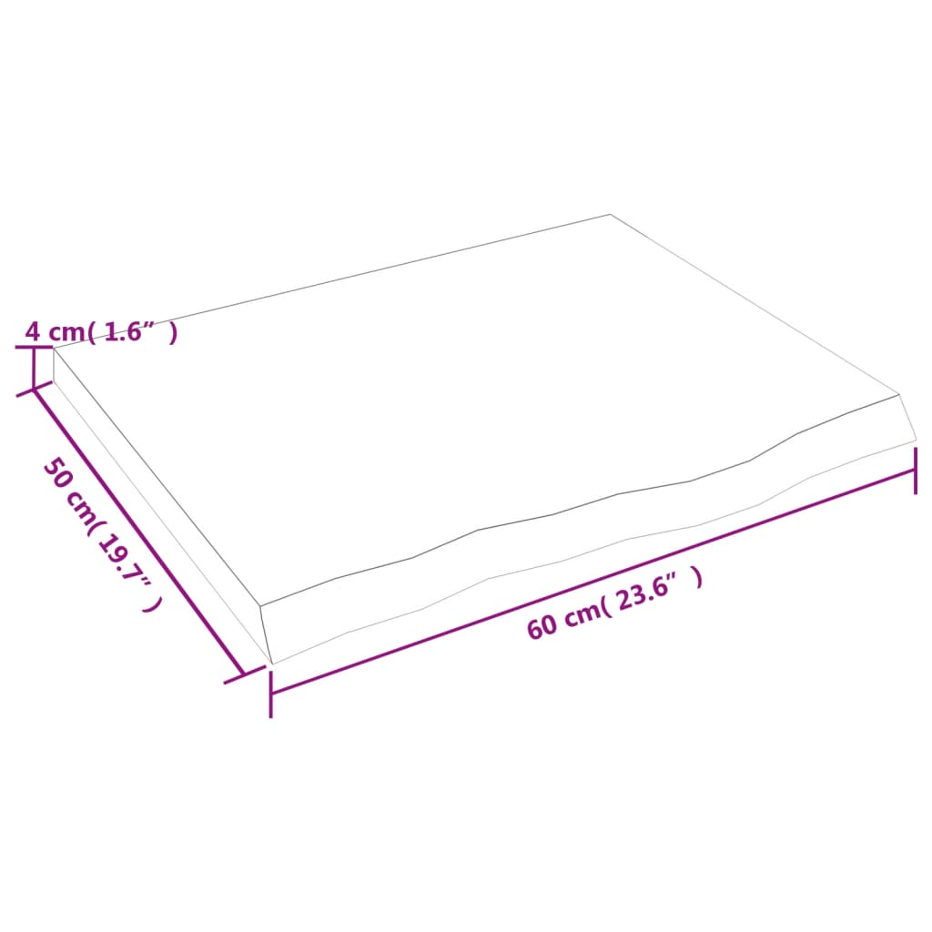 vidaXL Tischplatte 60x50x(2-4) cm Massivholz Eiche Unbehandelt