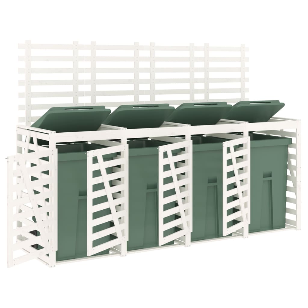 vidaXL Mülltonnenbox für 4 Tonnen Weiß Massivholz Kiefer