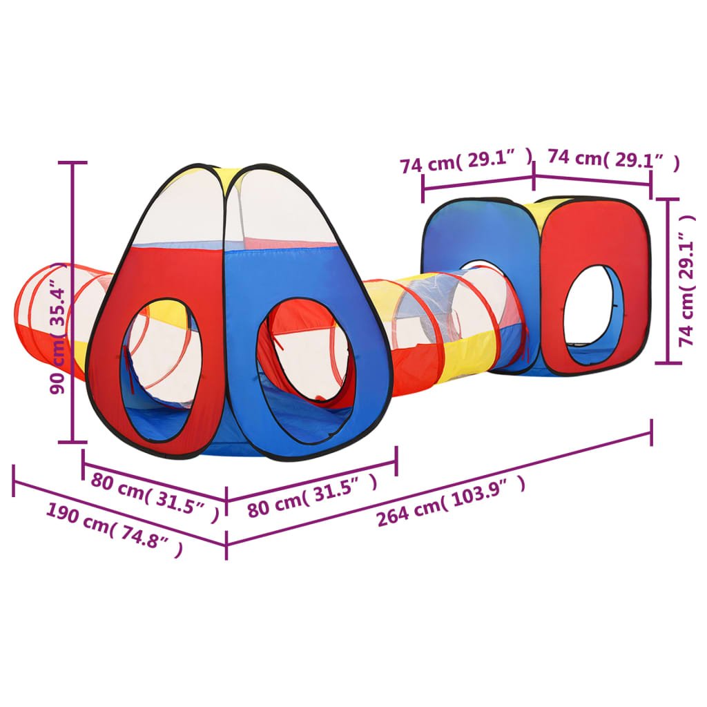 vidaXL Kinder-Spielzelt Mehrfarbig 190x264x90 cm