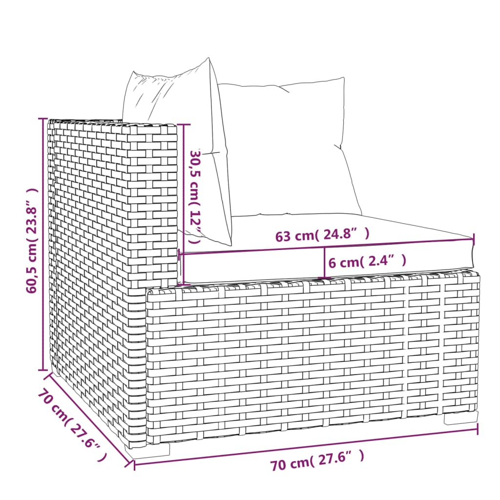 vidaXL 13-tlg. Garten-Lounge-Set mit Kissen Grau Poly Rattan