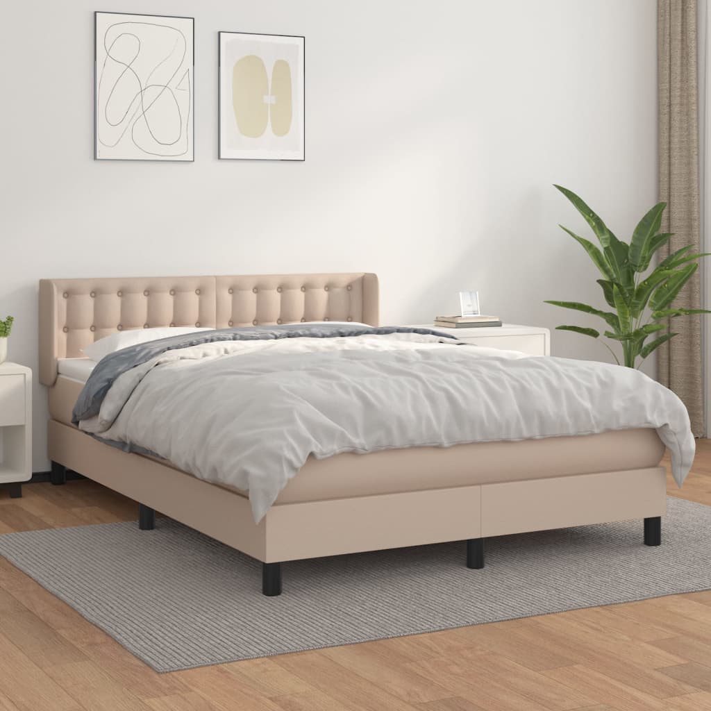 vidaXL Boxspringbett Matratze Cappuccino-Braun 140x200cm Kunstleder