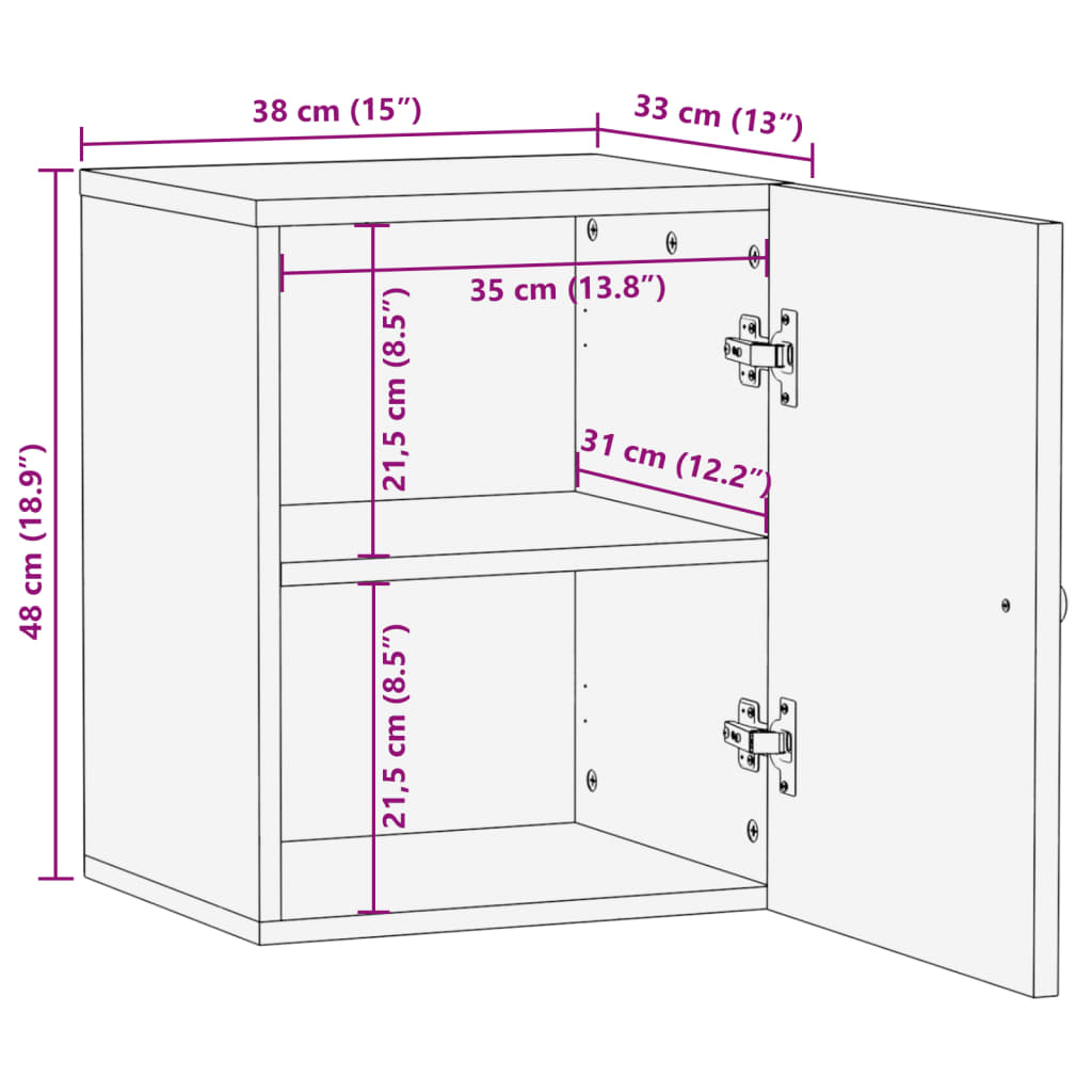 vidaXL Bad-Wandschrank 38x33x48 cm Massivholz Mango