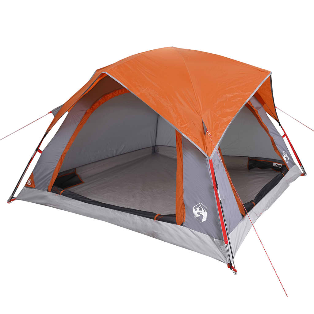 vidaXL Campingzelt 4 Personen Grau und Orange Wasserdicht