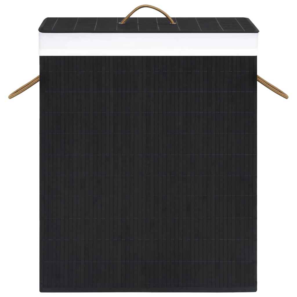 vidaXL Bambus-Wäschekorb mit 2 Fächern Schwarz 100 L