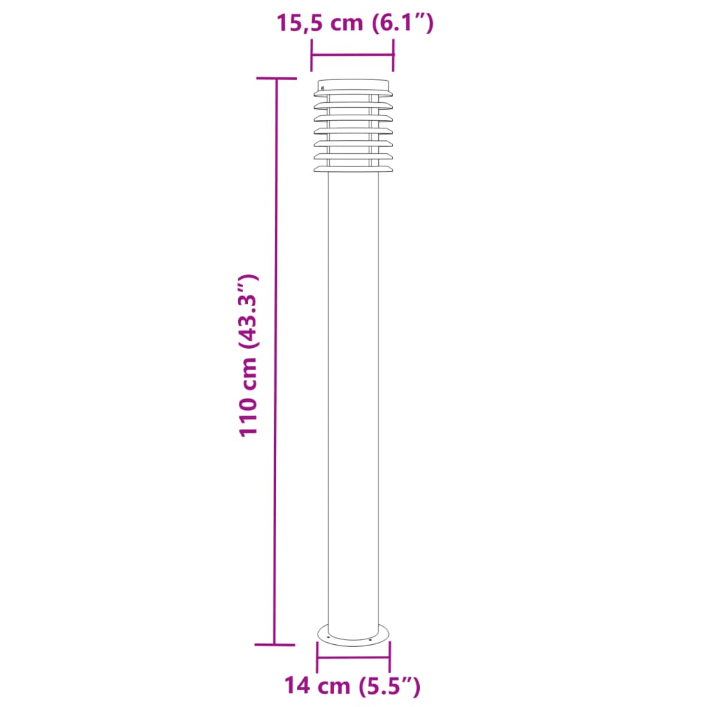 vidaXL Wegeleuchte Schwarz 110 cm Edelstahl