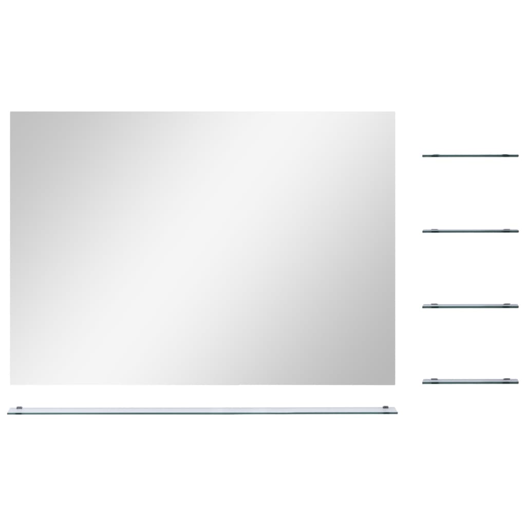 vidaXL Wandspiegel mit Ablage 80x60 cm Hartglas