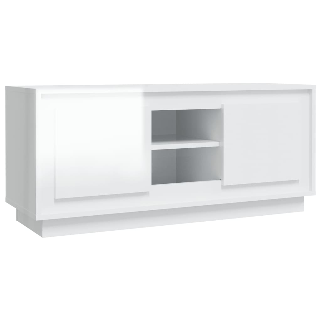 vidaXL TV-Schrank Hochglanz-Weiß 102x35x45 cm Holzwerkstoff